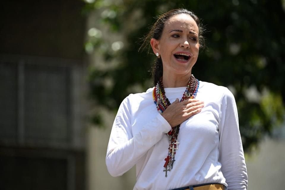 La líder venezolana María Corina Machado durante una protesta en Caracas, el 3 de agosto del 2024.