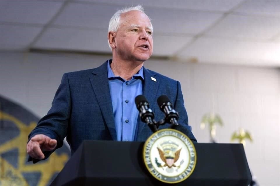 Tim Walz, candidato demócrata a la Vicepresidencia de Estados Unidos y compañero de fórmula de Kamala Harris.