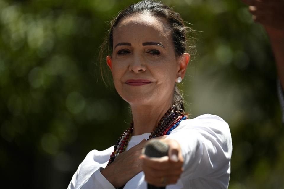 La líder opositora María Corina Machado durante una protesta en Caracas, el 3 de agosto del 2024.