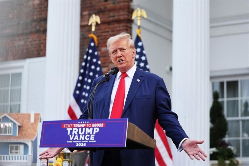 El ex Presidente Donald Trump durante una conferencia de prensa en Nueva Jersey, el 15 de agosto del 2024.