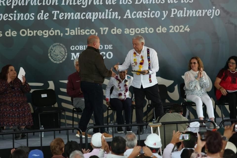 Enrique Alfaro, Gobernador de Jalisco y el Preidente Andrés Manuel López Obrador en la inauguración de la Presa El Zapotillo.