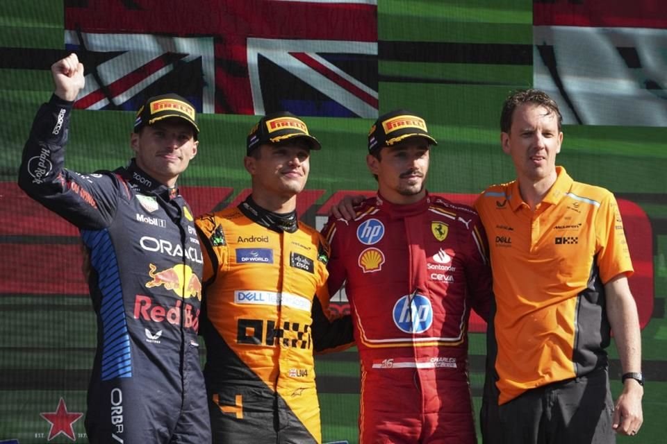 Norris, Verstappen y Leclerc en el podio del GP de Países Bajos.