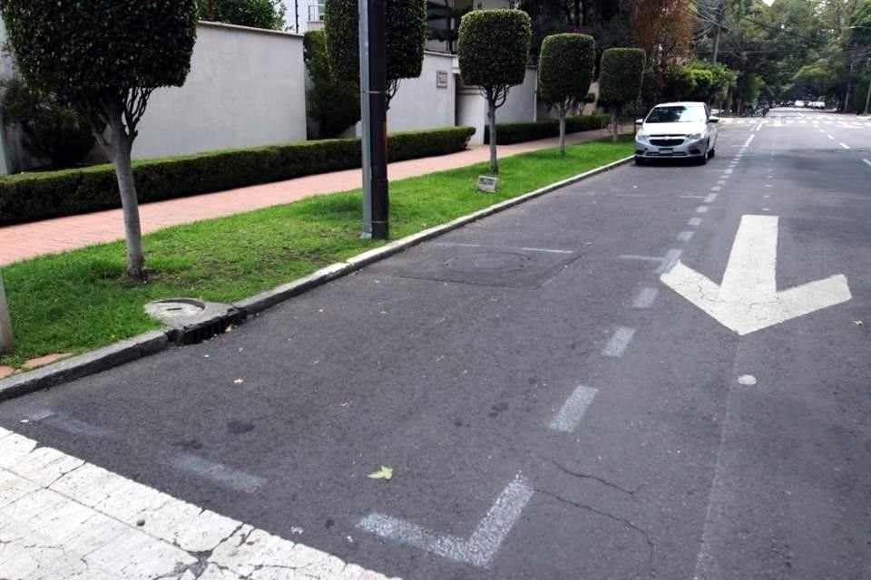 Seis cajones del sistema público de parquímetros fueron completamente borrados frente a un domicilio.