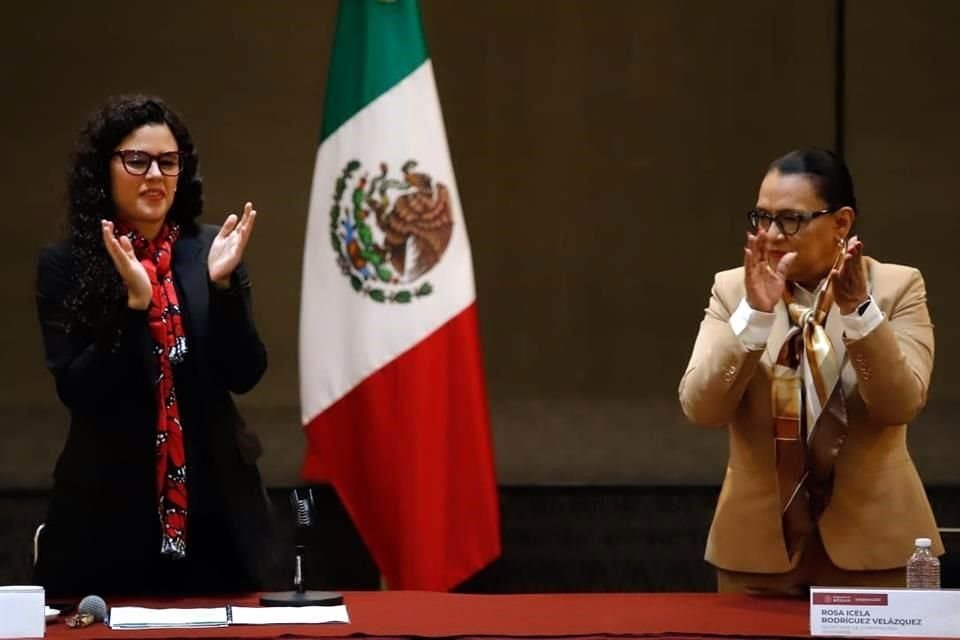 Rosa Icela Rodríguez (izq.) y Luisa María Alcalde encabezaron la instalación de la Mesa de Coordinación.