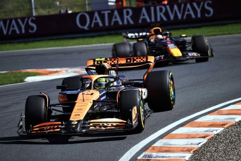 En el Gran Premio de Países Bajos, el McLaren de Lando Norris terminó con 22.896 segundos de distancia sobre el Red Bull de Max Verstappen.