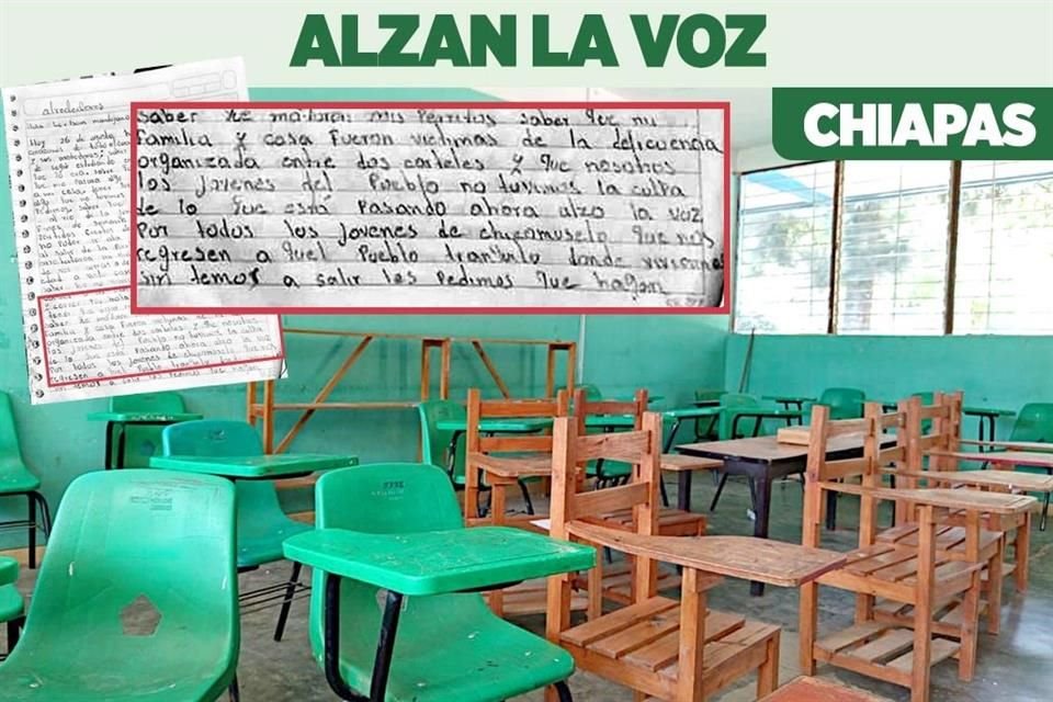 Una adolescente de Chicomuselo narra el temor por regresar a sus casas: 'Alzo la voz por todos los jóvenes... que nos regresen aquel pueblo tranquilo... dejen de estar diciendo que no pasa nada'.