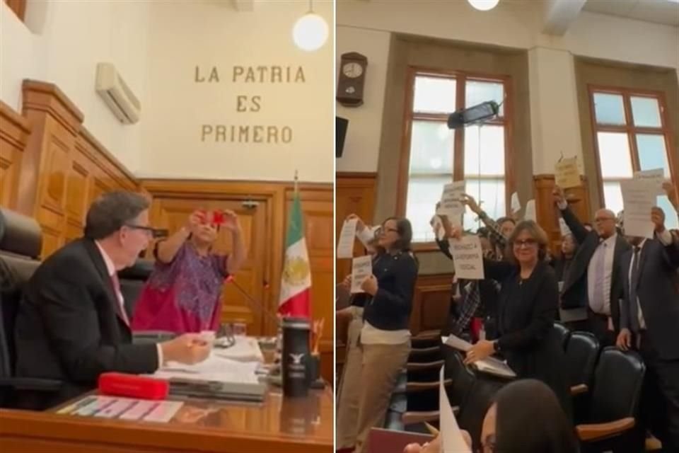 Videos que circulan en redes sociales muestran a Lenia Batres expresando a sus colegas que la sesión de la Sala 'no es el espacio para pronunciarnos a favor o en contra'.