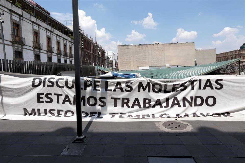 Aspectos de la Zona Arqueológica del Templo Mayor, en el Centro Histórico.