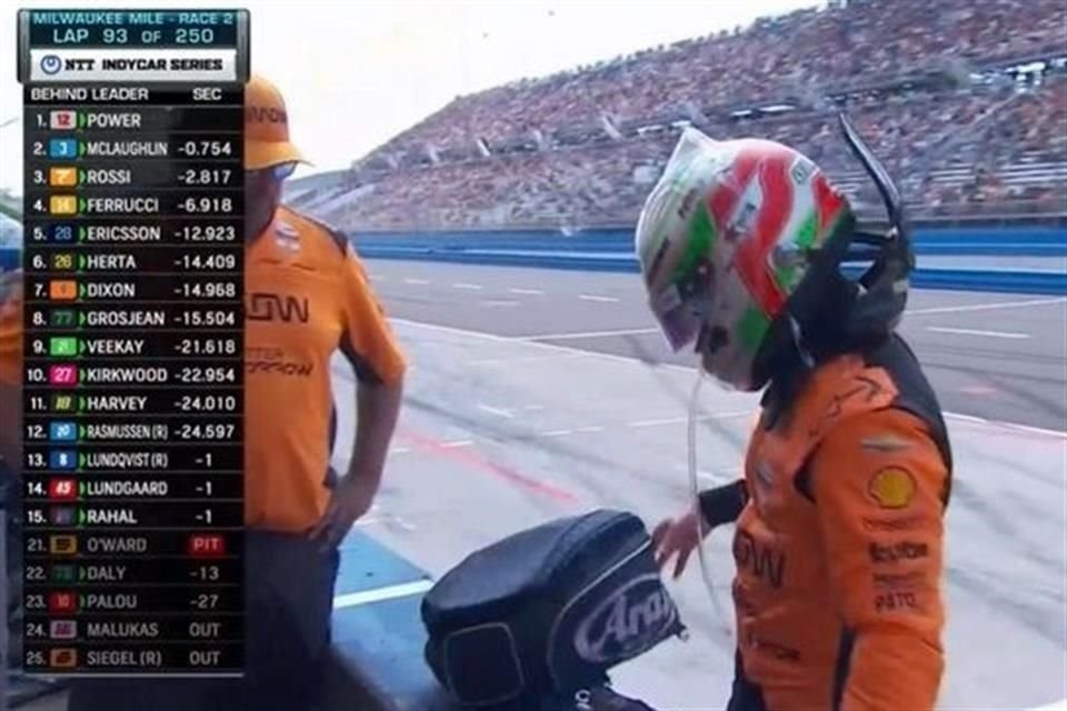 Pato O'Ward abandonó la Carrera 2 de Milwaukee tras sufrir un problema en la caja de cambios de su auto.