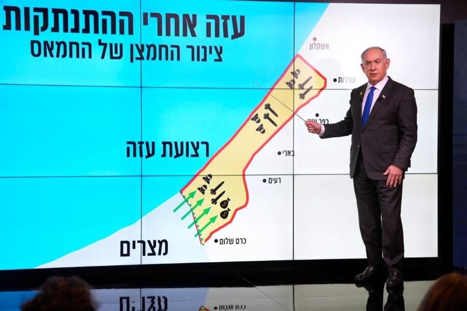 El Primer Ministro israelí, Benjamín Netanyahu, explica cómo Hamas introduce armas a Gaza desde la retirada de Israel en 2005.