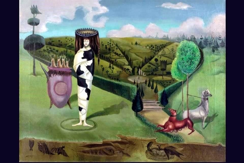 'Té verde (1942)', de Leonora Carrington, figura entre el acervo pictórico de la exposición que conmemora 100 años del movimiento surrealista.