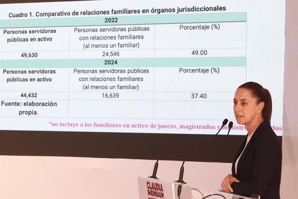 La morenista presentó un cuadro de relaciones familiares en órganos jurisidiccionales.