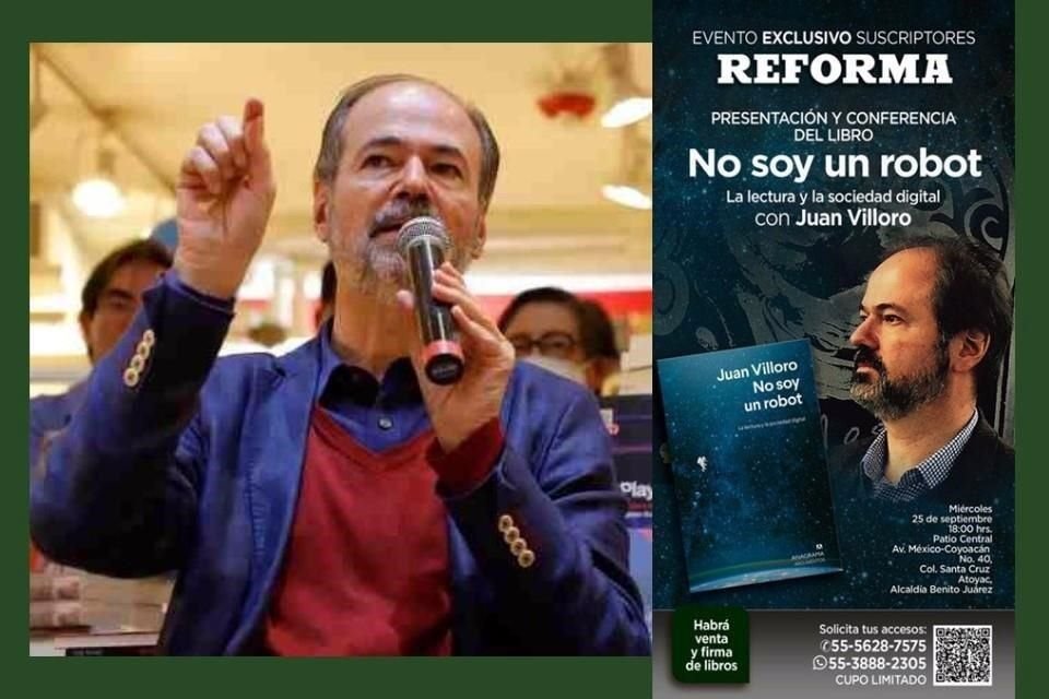 El escritor presentará en REFORMA su libro 'No soy un robot'