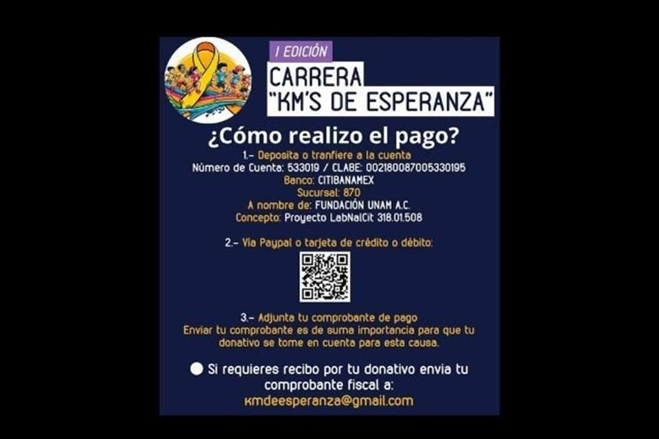 Lo recaudado en la carrera KM's de esperanza de la UNAM permitirá realizar análisis por citometría a niños de escasos recursos con leucemia.