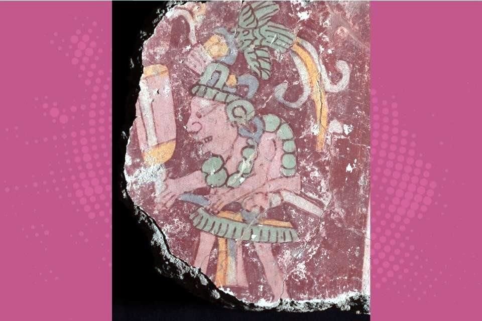 'Fragmento mural con figuras que portan tocados', cultura teotihuacana, 350-450 d.C.