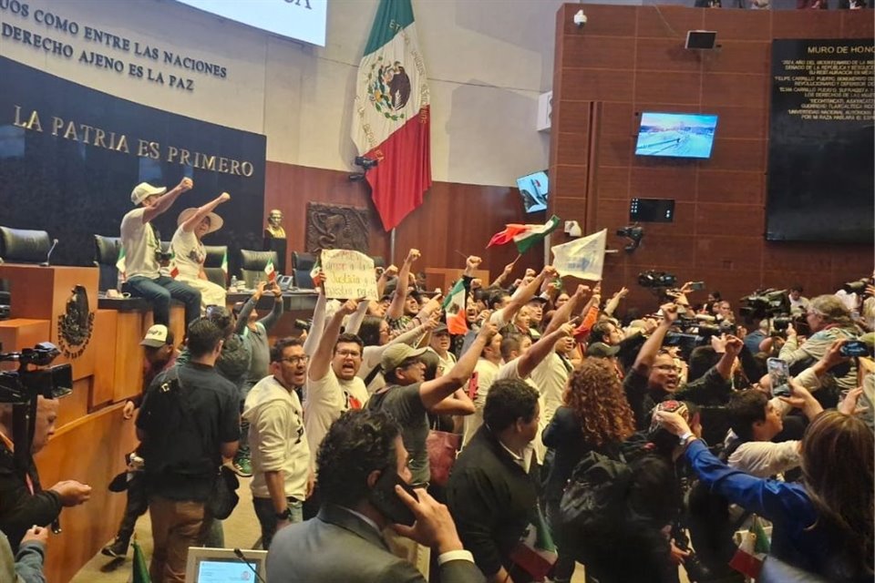 Luego que manifestantes que se oponen a la reforma judicial ingresaron al Pleno, presidente del Senado decretó receso indefinido.