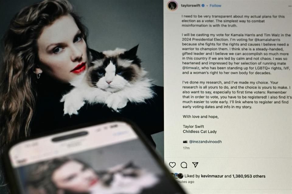 La publicación de Taylor Swift obtuvo 10,4 millones de 'me gusta'.