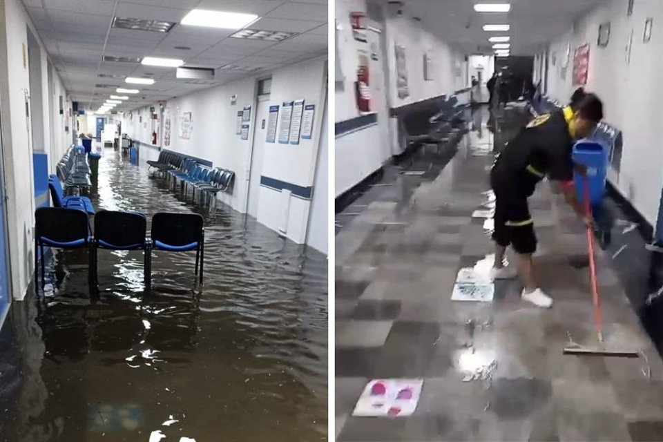 Tras las fuertes lluvias en Tlalpan, edificio del Instituto Nacional de Cancerología se inundó, lo que afectó a la zona de consultorios.