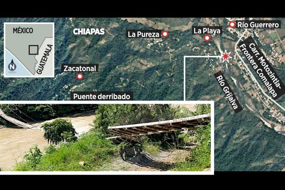 Puente derribado en la Sierra de Chiapas