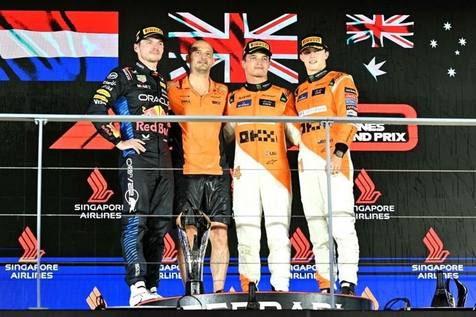 El podio del Gran Premio de Singapur.