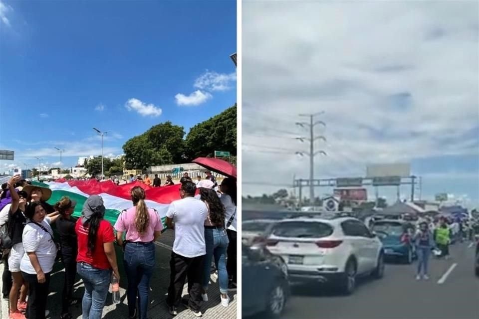 En el Paso Exprés de Morelos (izquierda) y en la México-Puebla (derecha), trabajadores del PJF realizaron bloqueos que causaron caos vehicular durante varias horas.