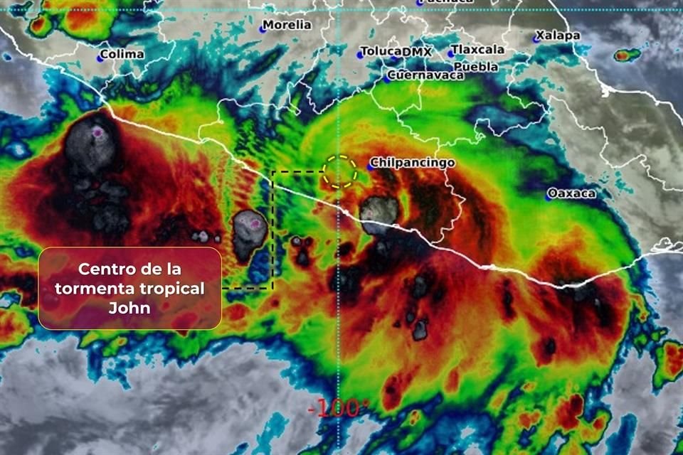 La tormenta tropical se degradó sobre el centro de Guerrero.