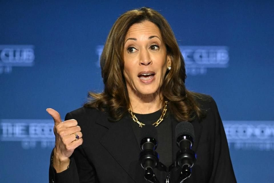 La Vicepresidenta Kamala Harris habla durante un evento de campaña en Pensilvania, el 25 de septiembre del 2024.