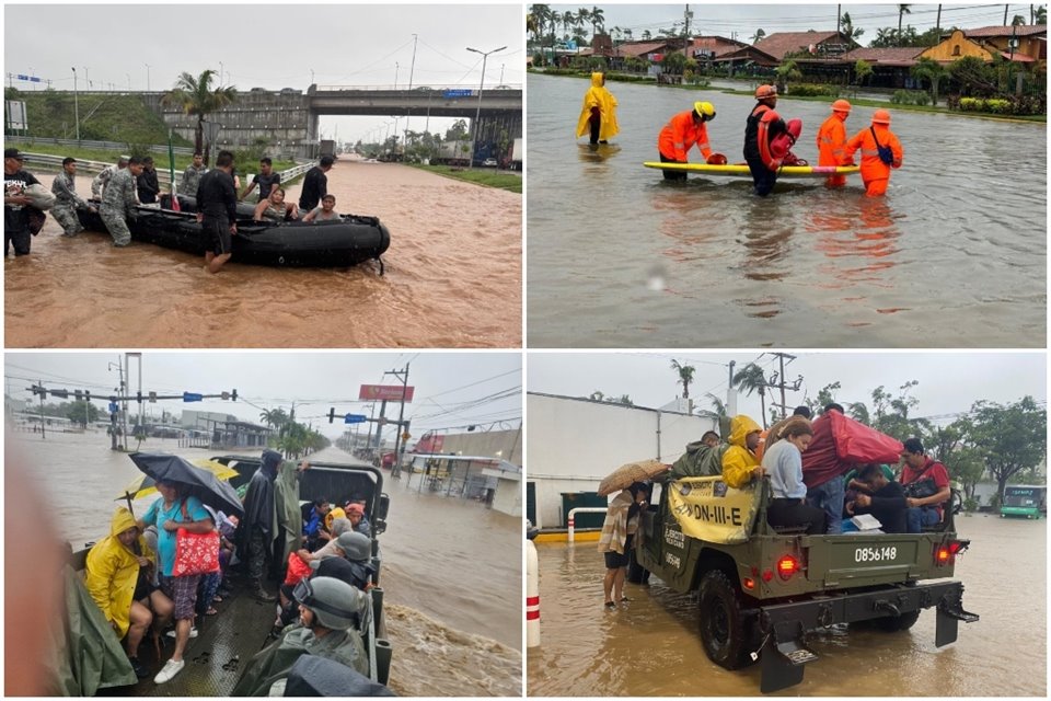 El huracán 'John' inundó más de 40 colonias en Acapulco y anegó el aeropuerto, además se reportó que CFE suspendió suministro eléctrico.