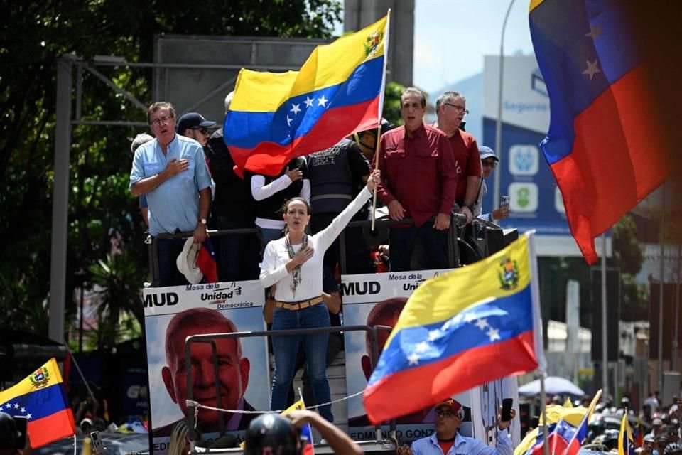 La líder opositora María Corina Machado durante una protesta en Caracas el 17 de agosto del 2024.