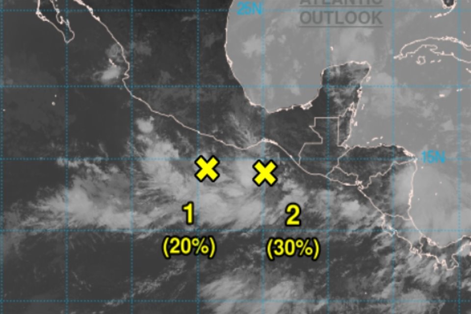 Dos zonas de baja presión amenazan con convertirse en ciclones tropicales frente a las costas del Pacífico.