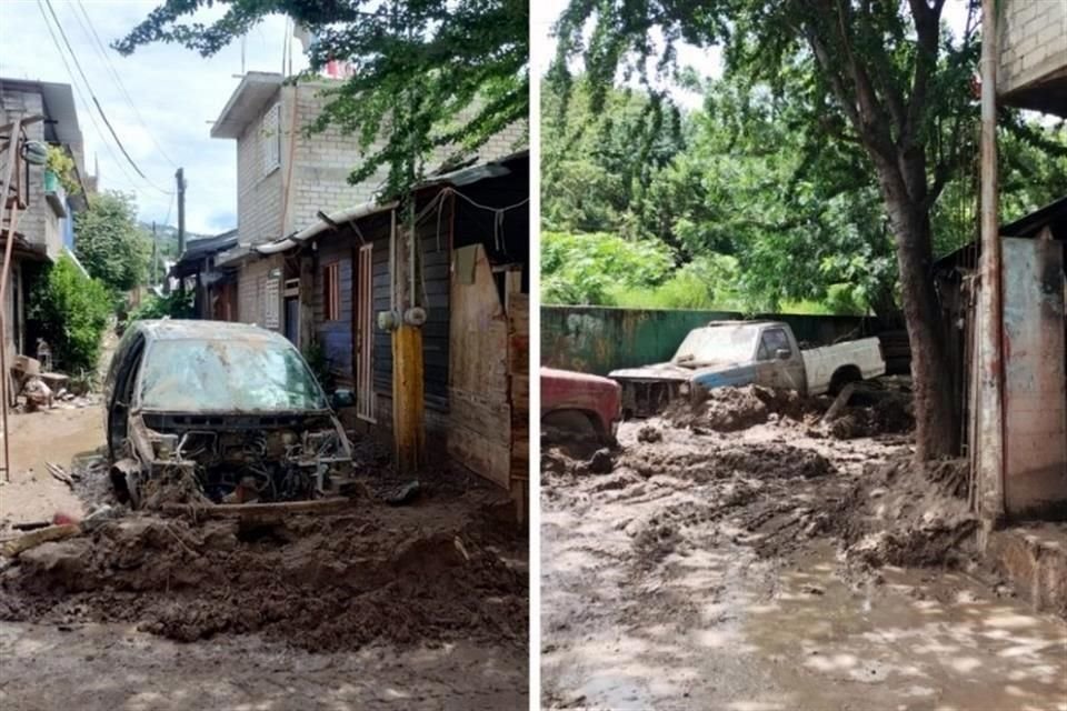 Pobladores de la Colonia Colonia Lucía Alcocer, cerca del río Huacapa, en Chilpancingo, están entre el lodo desde hace días tras lluvias del huracán 'John'.