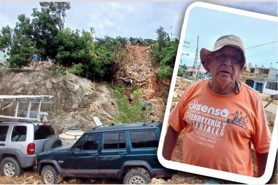 Gustavo Romero, poblador de Puerto Marqués, Acapulco, relató a Grupo REFORMA cómo las autoridades ignoraron el peligro de que un derrumbe afectara su propiedad, lo cual ya ocurrió.