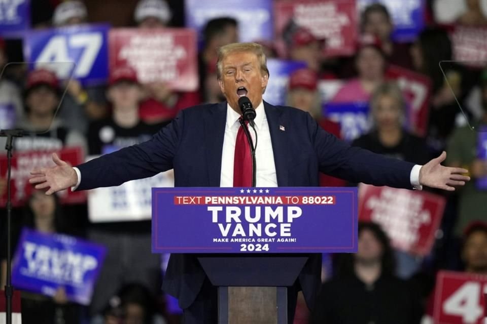 El candidato presidencial Donald Trump durante un evento de campaña en Pensilvania, el 9 de octubre del 2024.