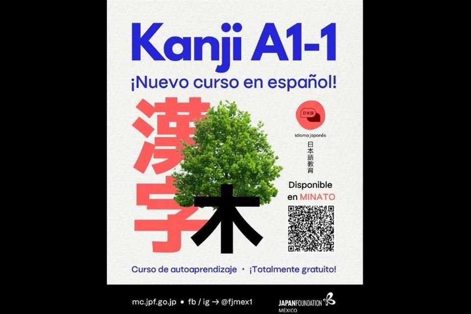 El programa Kanji A1-1 Curso de autoaprendizaje de la Embajada de Japón es gratuito y se imparte en línea.