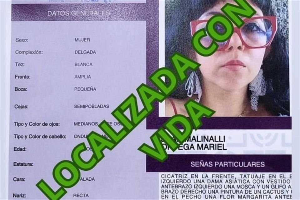 Joan Malinalli Ortega, alumna del Colegio de Estudios Latinoamericanos de la UNAM fue localizada con vida y se encuentra con su familia.