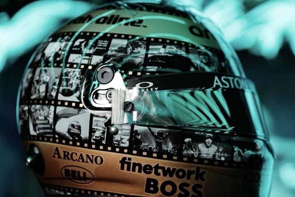 El casco especial que Fernando Alonso usará en el GP de la CDMX está diseñado con fotografías que retratan parte de su trayectoria en la F1.