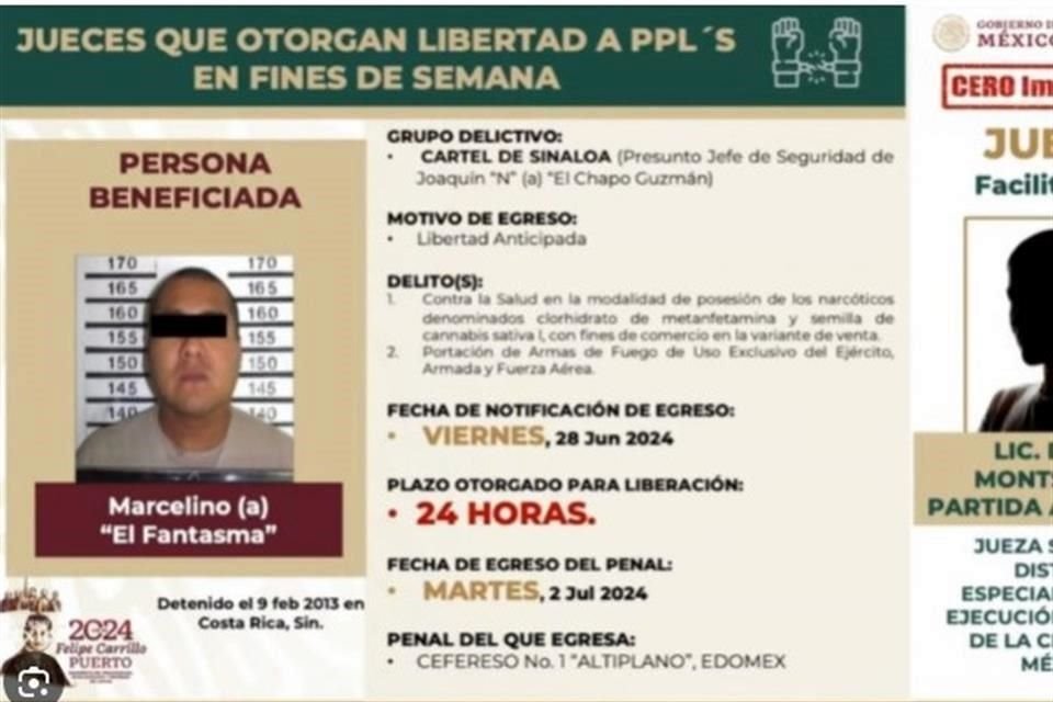 Los jueces no liberamos con tómbola o moneda tibetana: jueza Partida Arámburo, quien liberó a Marcelino Ticante Castro 'El Fantasma'.