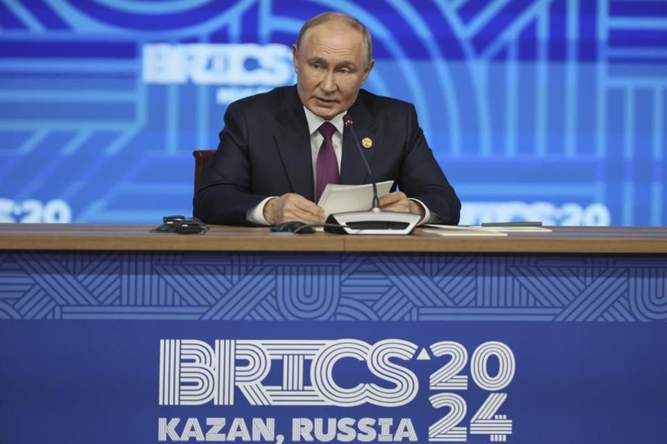 El Presidente Vladimir Putin durante una conferencia de prensa en Rusia, el 24 de octubre del 2024.