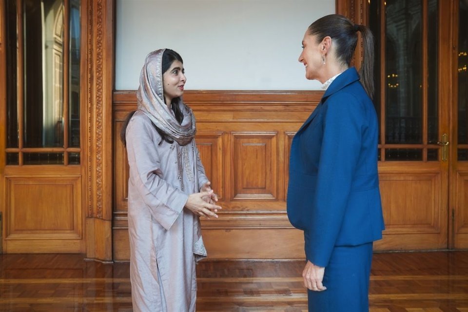 La Presidenta Sheinbaum se reunió esta tarde en Palacio Nacional con la activista pakistaní Malala Yousafzai, Premio Nobel de la Paz 2014.