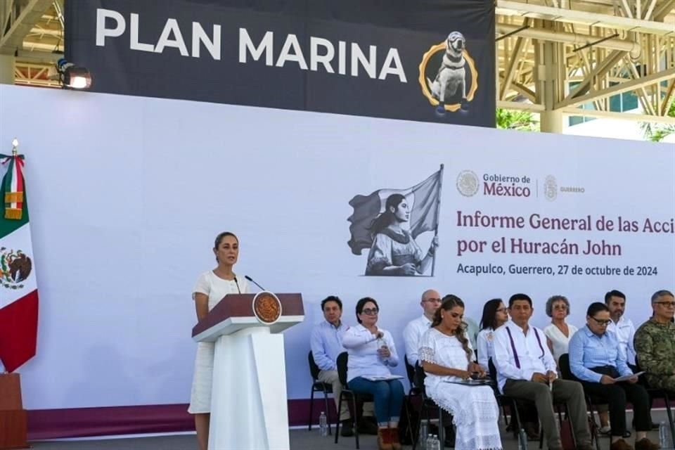 La Presidenta Sheinbaum encabezó en Acapulco un informe de acciones por el huracán 'John' que impactó en Guerrero y Oaxaca en septiembre pasado.