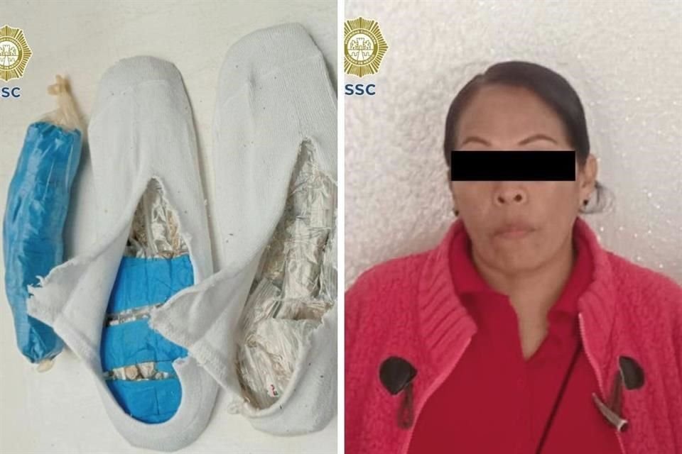 La mujer intentó ingresar con envoltorios de presunta droga en sus calcetines.