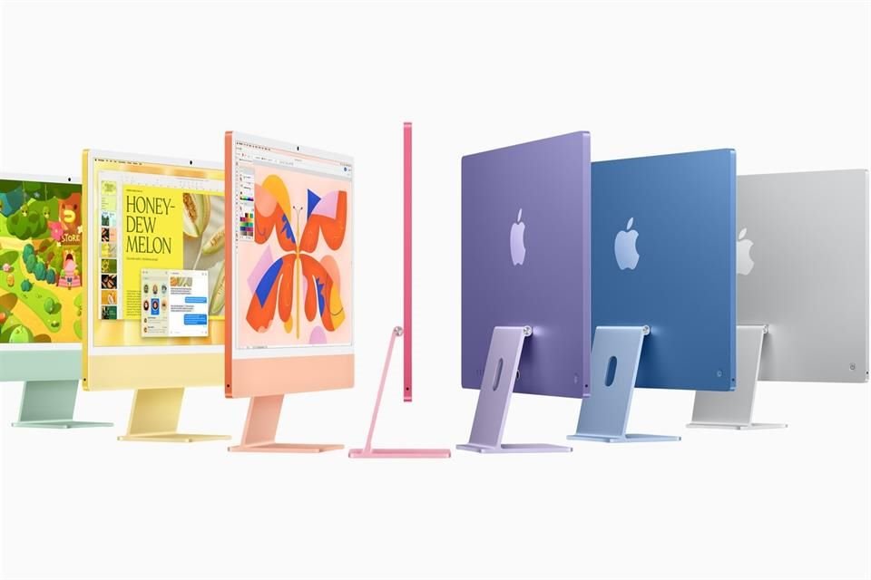 La batería de colores del nuevo iMac es amplio. Está disponible en los colores verde, amarillo, naranja, púrpura, azul y plateado