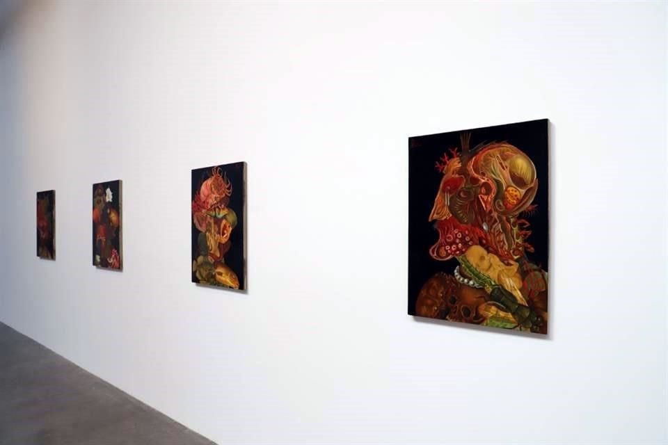 Dr. Lakra presenta por primera vez una serie de óleos que evocan el estilo de Giuseppe Arcimboldo, conocido por sus retratos compuestos a partir de animales, flores, frutas y objetos cotidianos.