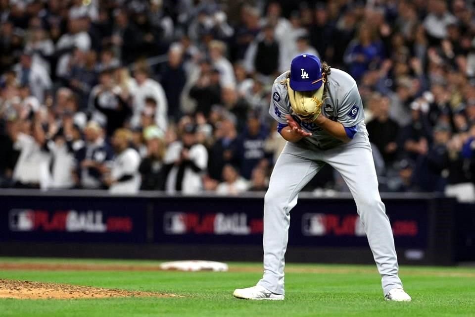 La reacción de Brent Honeywell tras recibir e cuadrangular de Gleyber Torres en la baja de la octava.