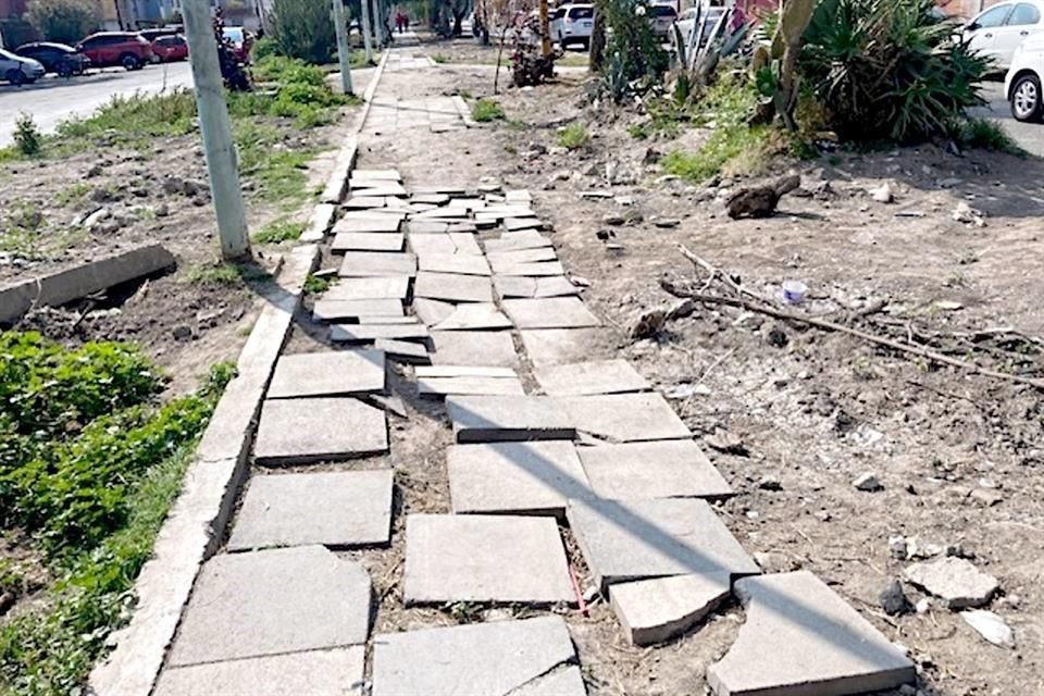 El camellón en el que fue retirada la tubería luce descuidada, pues únicamente fue cubuerto con tierra.