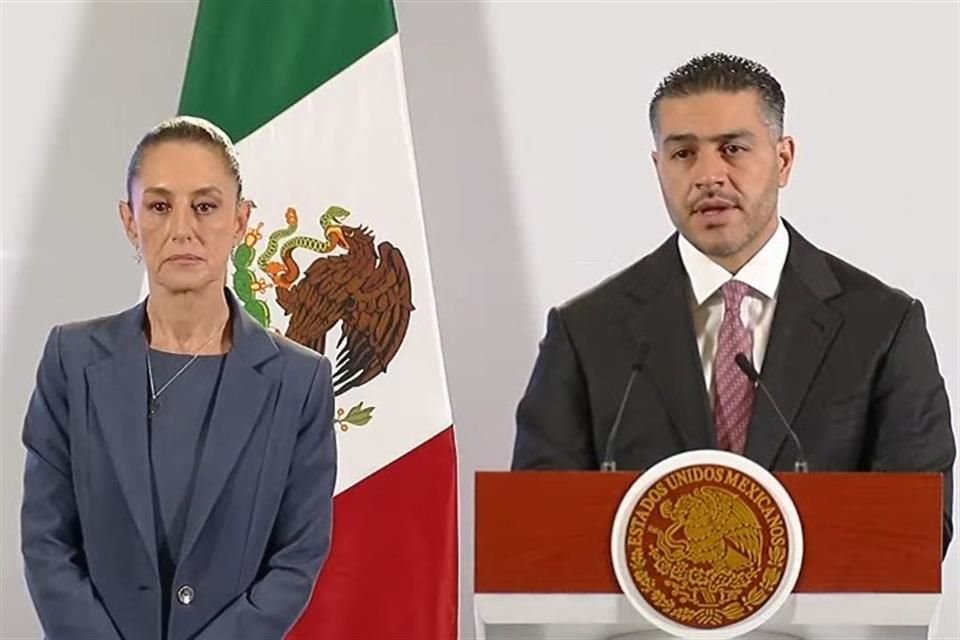 Claudia Sheinbaum y Omar García Harfuch en conferencia mañanera del 12 de noviembre.