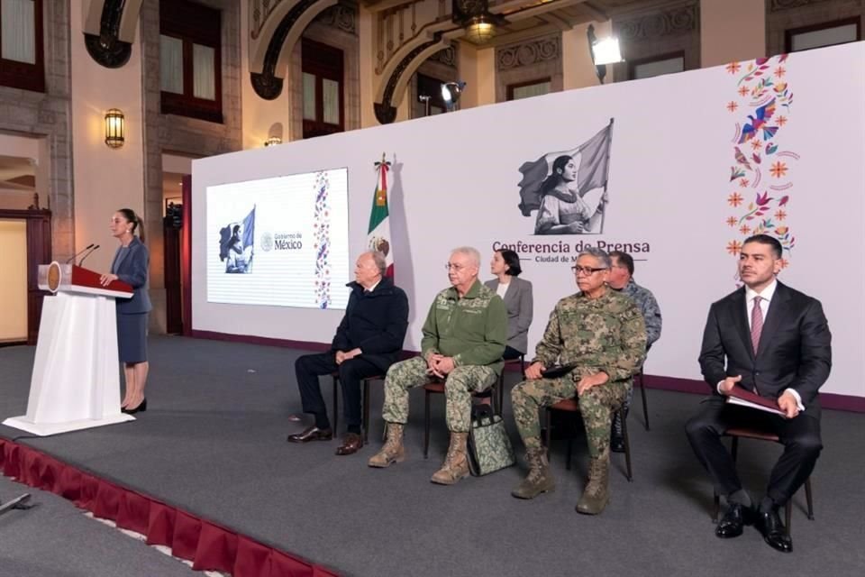 La Presidenta Sheinbaum en conferencia de prensa en Palacio Nacional.