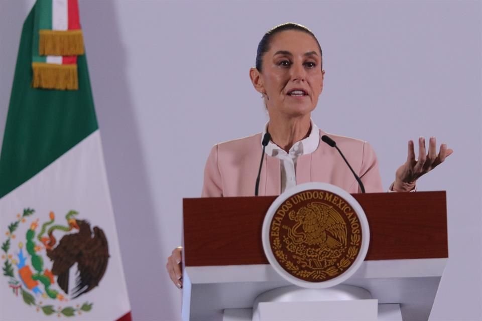 La Presidenta mexicana Claudia Sheinbaum durante su conferencia diario en Palacio Nacional.