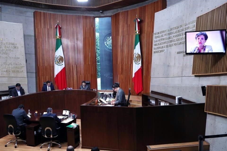 Aspecto de la sesión de este miércoles de la Sala Superior del Tribunal Electoral federal.