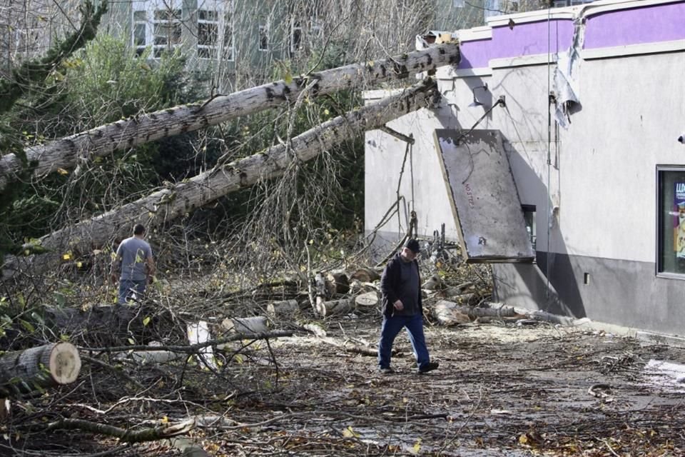 Un árbol caído sobre un restaurante en Washington, tras una tormenta con fuertes vientos en la zona, el 20 de noviembre del 2024.